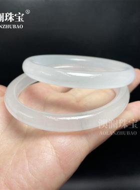 本命年冰种水墨玉手镯水墨丹青玉镯子冰灰色女士玉石手镯秒榜礼物