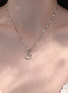 白玉髓吊坠项链纯影合金吊坠女