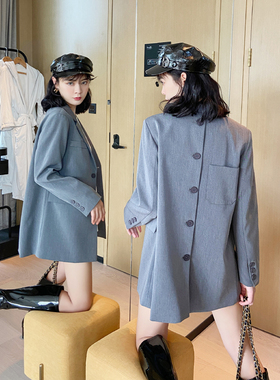 西装外套女2025新款春秋休闲西服小个子气质灰色设计感小众超好看