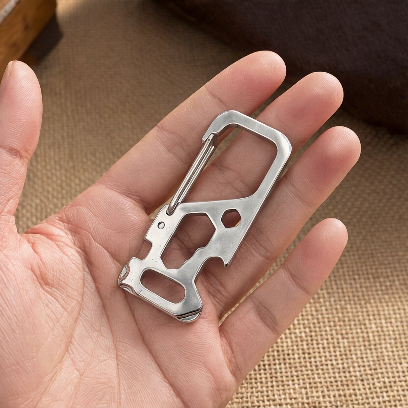 EDC多功能不锈钢钥匙扣带开瓶器扳手随身多用小工具挂件裤腰挂扣