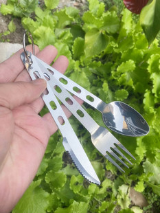 三件套不锈钢餐具套装直柄刀叉勺子西餐野炊户外旅行露营野餐餐具