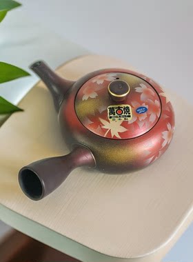 万古烧日本进口侧把壶手作陶器陶瓷壶日式茶具小容量防烫茶壶养生
