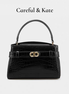Careful&kate手提小ck凯莉包鳄鱼纹手提高级时尚百搭单肩斜跨女包