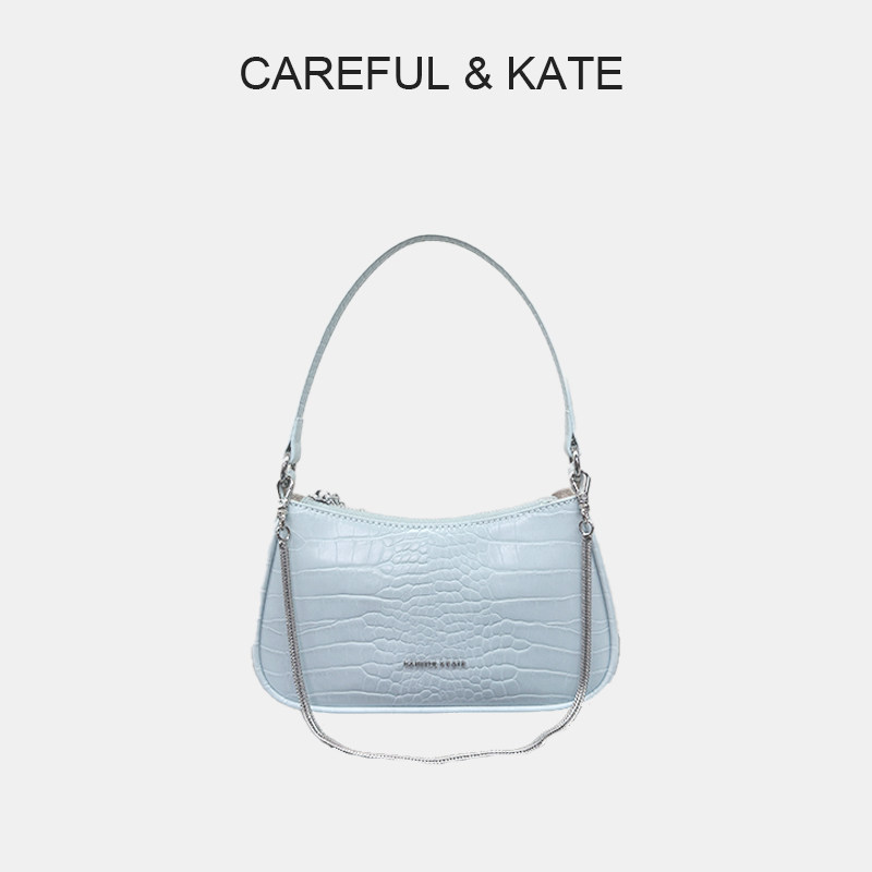 CAREFUL&KATE鳄鱼纹法棍包2025新品腋下包百搭单肩斜挎包