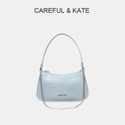 CAREFUL&KATE鳄鱼纹法棍包2025新品腋下包百搭单肩斜挎包