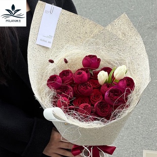 情人节爆款纯色乱麻纸鲜花花束包花纸内衬麻丝纸手工DIY花艺包装