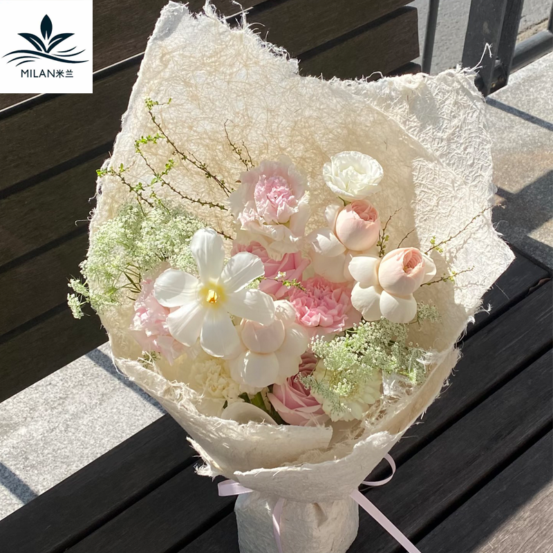 进口云麻纸 手撕毛边麻丝纸鲜花花束包花纸 手工diy材料礼物包装