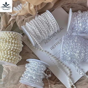 米兰 饰品珍珠蝴蝶结包花材料 花艺珍珠链条花束配饰造型流苏DIY装