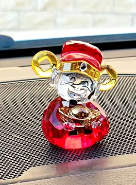 高档水晶元宝财神摆件车内车用汽车吉祥装饰品可爱招财新中式送礼