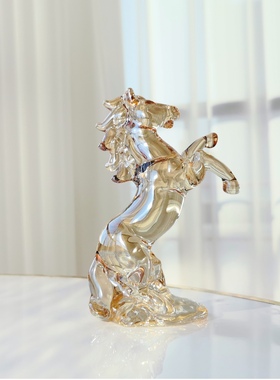 水晶马到成功工艺品摆件生肖马办公室书房案台装饰品公司开业礼物