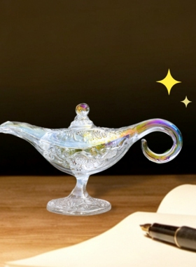 阿拉丁神灯水晶摆件 透明玻璃神灯 家居软装装饰工艺品 送礼佳品