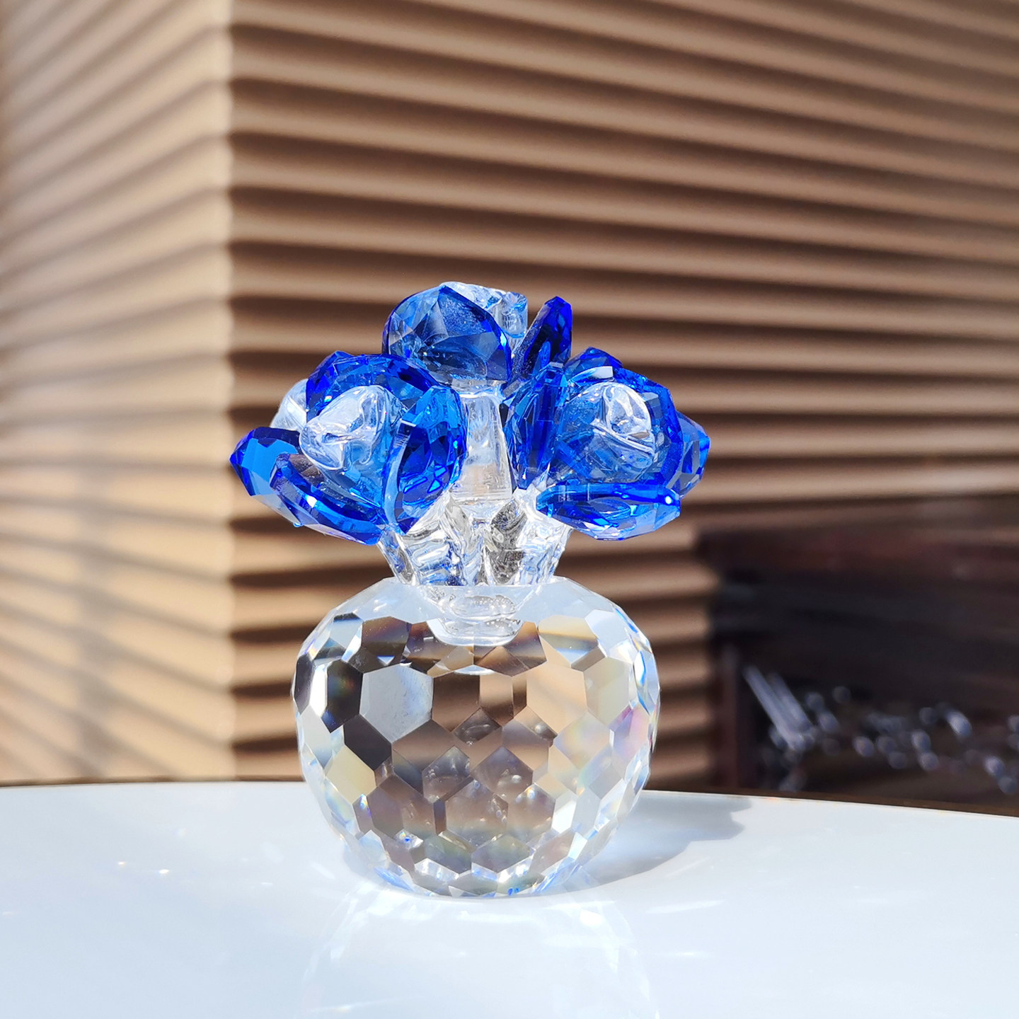 水晶玫瑰花梳妆台小摆件送女友的浪漫礼物家居装饰送女生生日礼物