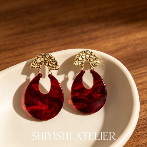WineRedShadowEarring耳饰