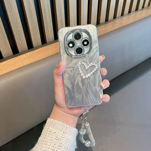 适用于oppoa6pro手机壳新款女pln110自带镜头膜0pp0a6pro5g全包防摔羽纱高级感简约爱心时尚水钻手链保护套