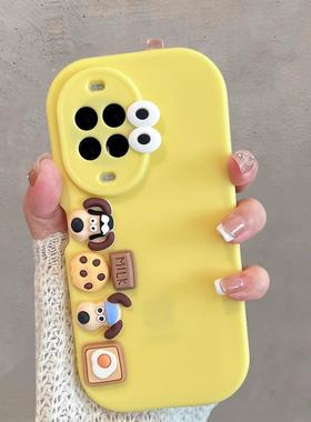 适用于华为nova14手机壳n0va14pro新款女tlr一al00可爱por立体卡通小狗全包防摔navo软壳novo黄色手绳保护套