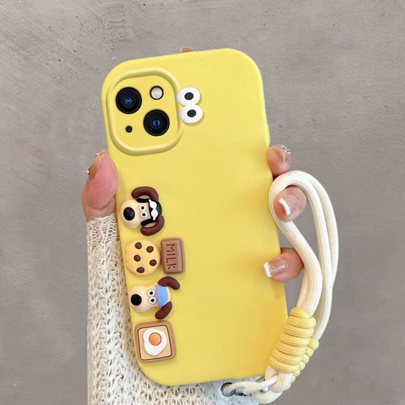 适用于苹果14手机壳i14pro卡通小狗iphone14promax十四plus可爱立体创意新款pmax全包防摔手链保护套软壳女