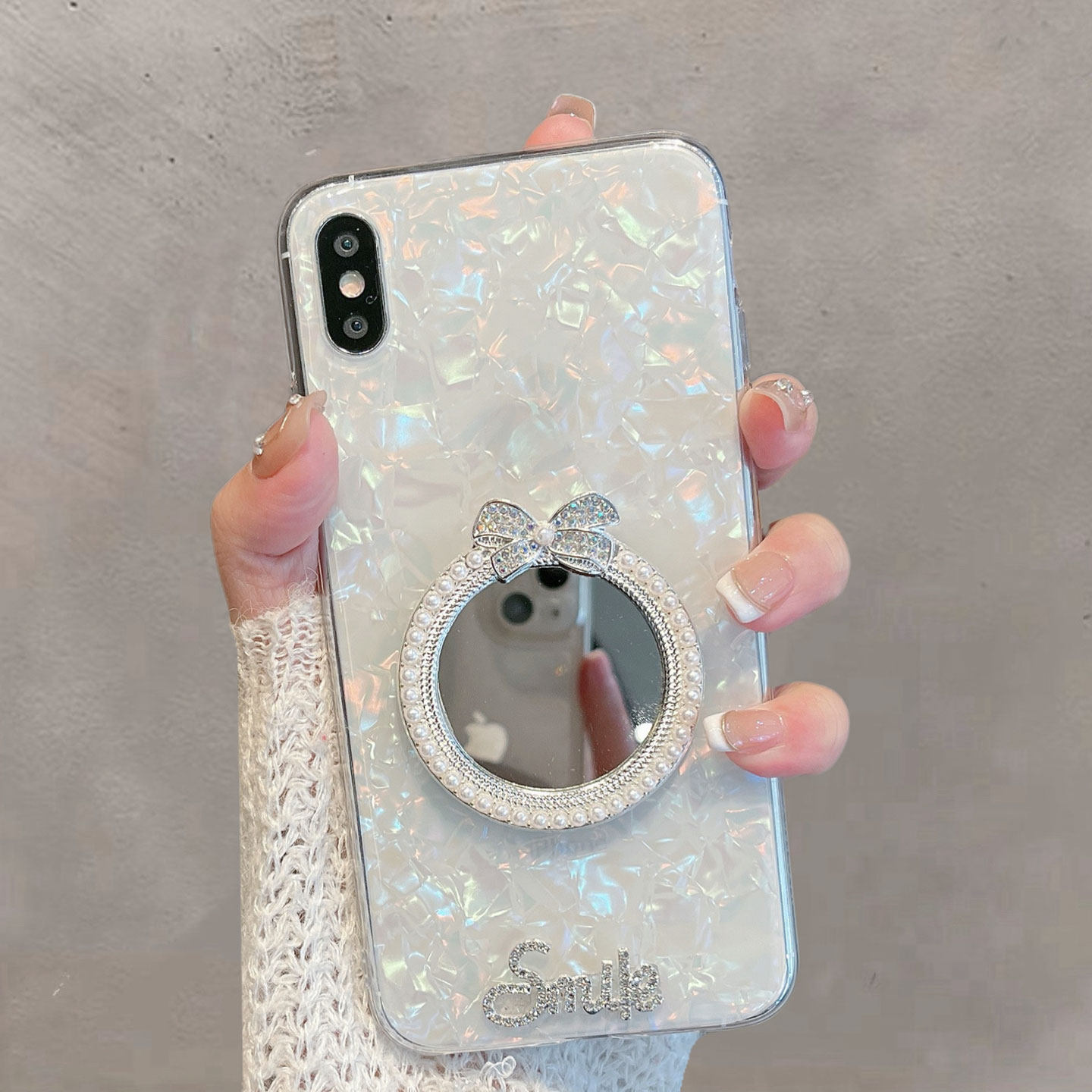 适用于苹果x手机壳xs新款女xsmax透明xr带镜子iphone8x高级感个性手链保护套创意xsm ix ipx iph