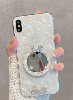适用于苹果x手机壳xs新款女xsmax透明xr带镜子iphone8x高级感个性手链保护套创意xsm ix ipx iphonexmax