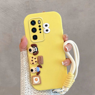 适用于华为p40手机壳p40pro卡通立体小狗ana一anoo可爱els-an00新款p4opro曲屏全包防摔手绳保护套软壳女