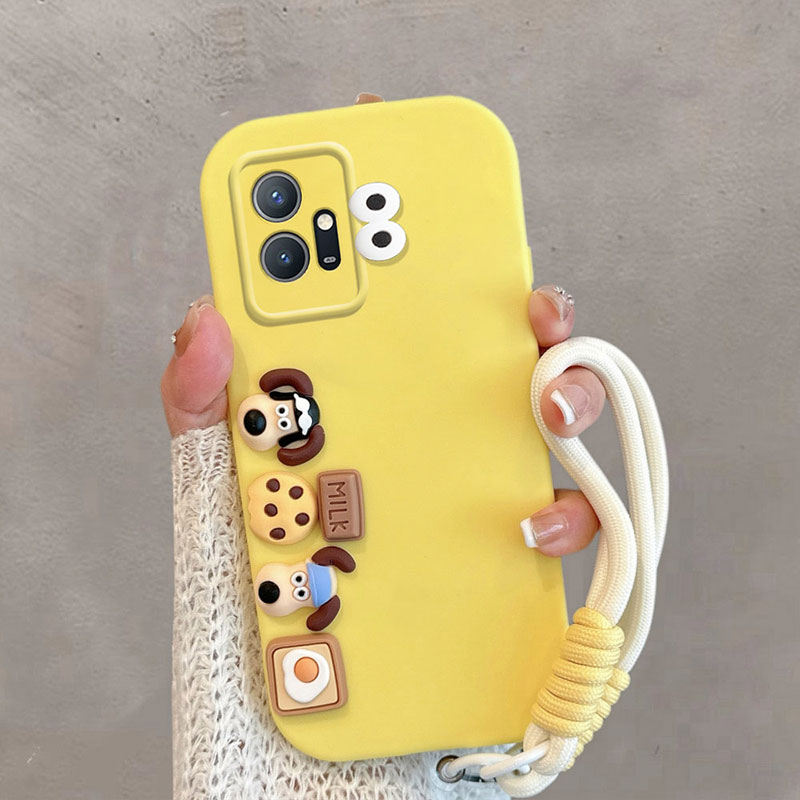 适用于vivoy33s手机壳y33e卡通小狗y52t可爱V2166A立体创意viv0y33s新款全包防摔手绳保护套步步高超萌软壳女