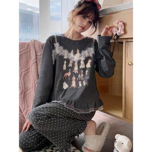 纯棉家居服套装 GirlAimed小熊秋冬新款 长裤 可爱甜美长袖 睡衣女款