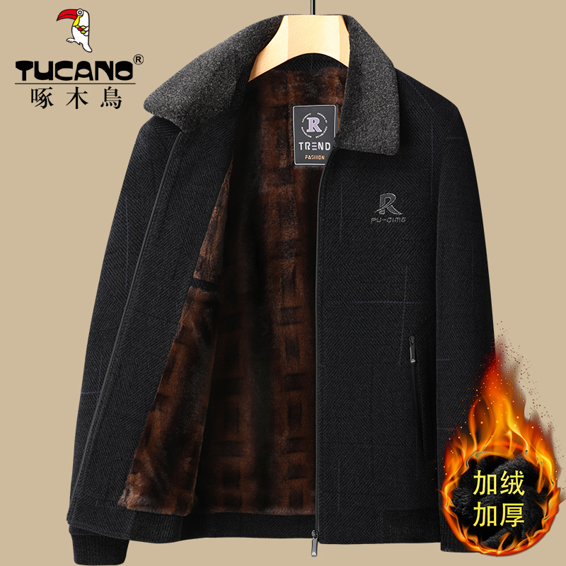 啄木鸟加绒加厚秋冬季雪尼尔外套