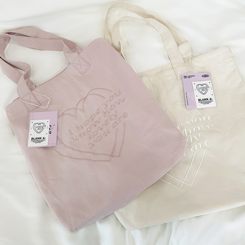BlankA双层爱心刺绣帆布包