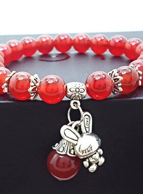 红玛瑙生肖手链女水晶饰品吊坠