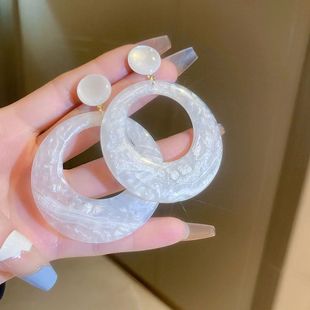 法式复古冷淡风耳饰夸张大圈耳环女亚克力艺术设计感小众气质耳坠