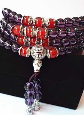 s386天然紫水晶茶晶女多层饰品