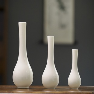 白瓷玉净瓶观音瓶小号插花长颈玉瓷陶瓷摆件供佛禅意净水花瓶佛前