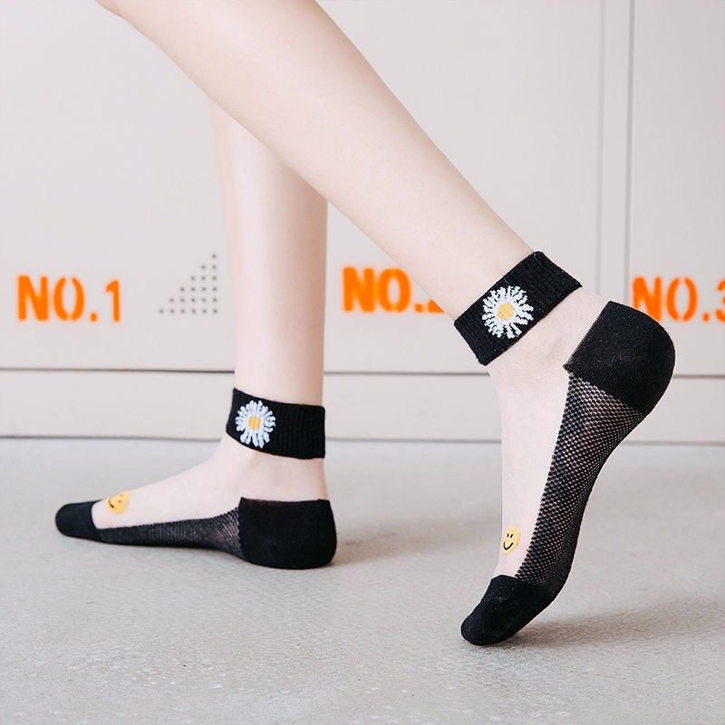 袜子女夏天薄款女短袜浅口ins潮春夏季船袜小雏菊水晶棉底丝袜女,女士内衣/男士内衣/家居服,短袜,淘宝优惠券,粉丝福利购,淘宝优惠卷