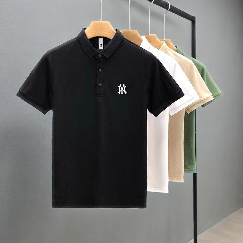 2025夏季新款黑色男短袖polo衬衫