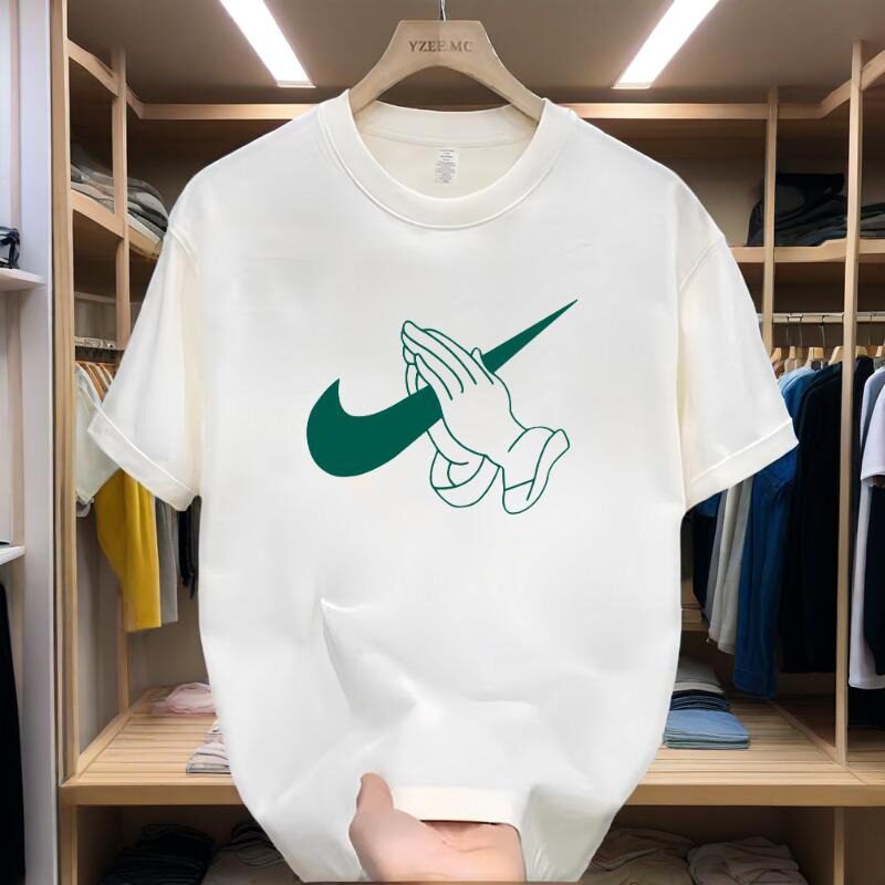 200g短袖t恤男士夏季ins潮牌宽松百搭半袖男女款潮流体恤上衣服