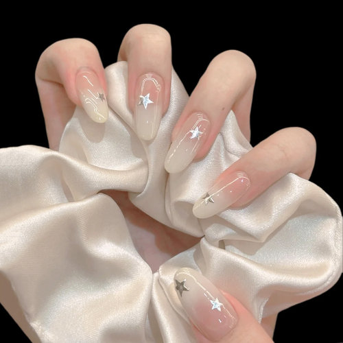 手工渐变星星穿戴甲中长款2025新款高级感手作美甲小红书同款美甲