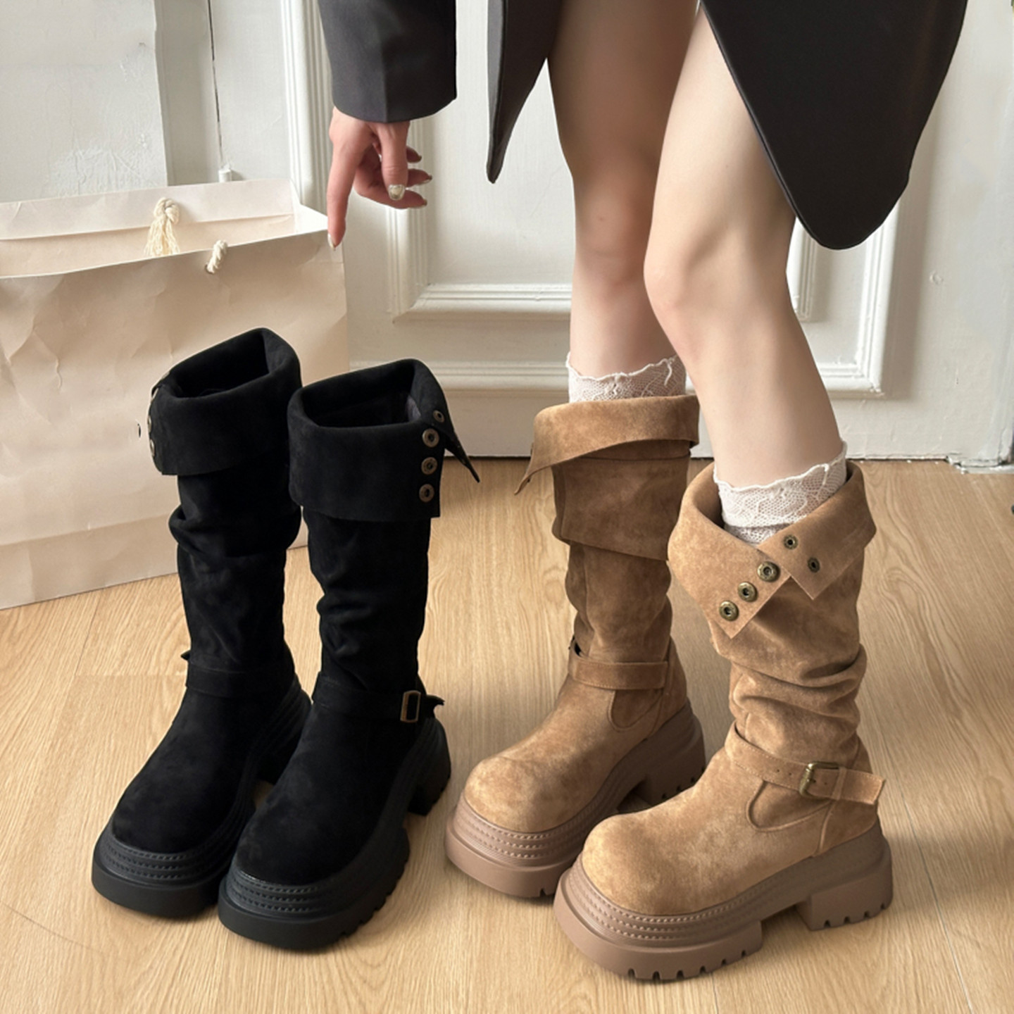 帝王燕韩版松糕厚底增高显瘦靴