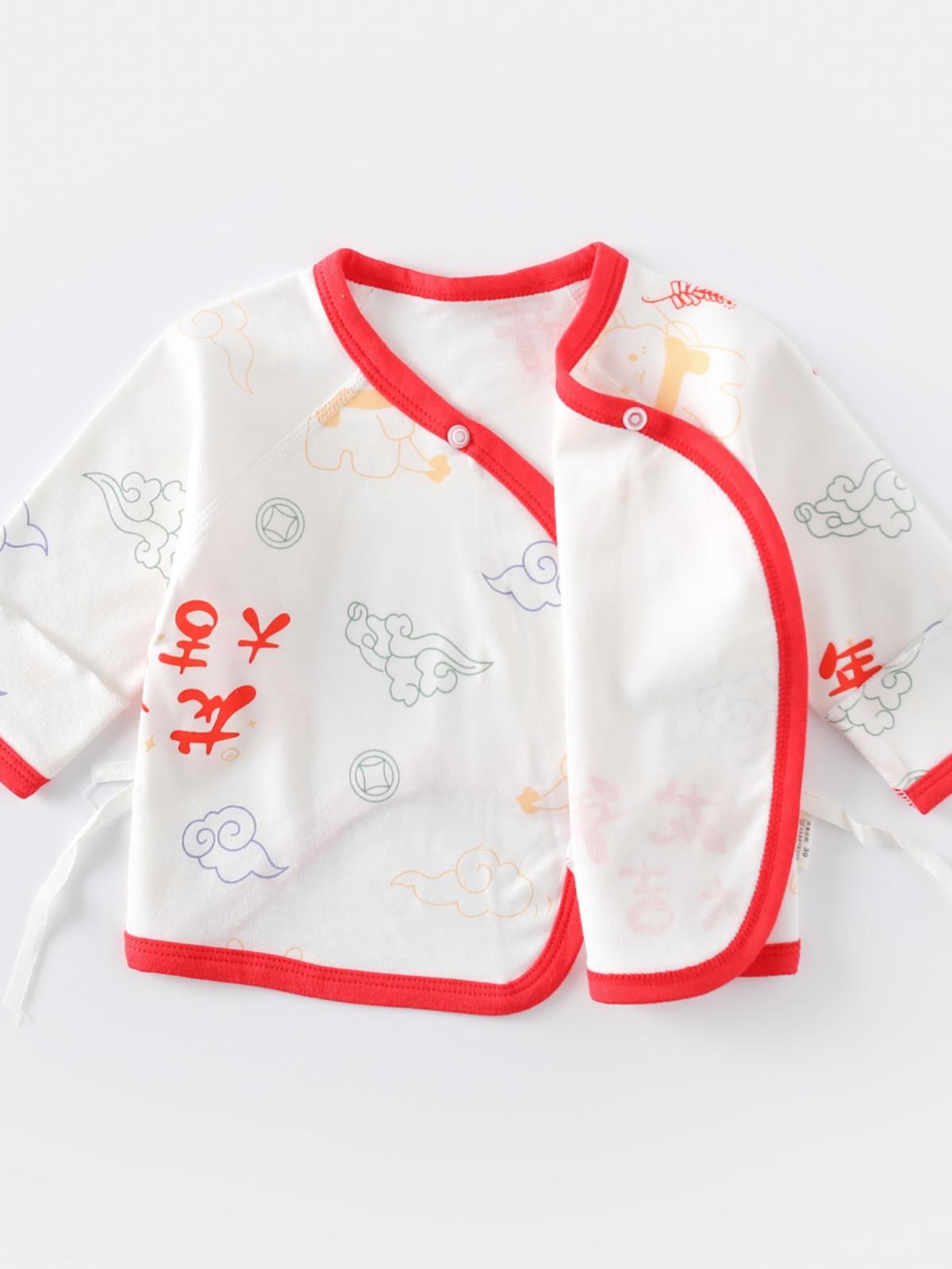 新生儿0-6个月绑带半背衣春秋龙宝宝上衣和尚服年服婴儿纯棉睡衣