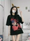 EUROPEAN MID-LENGTH ROUND NECK THREE-DIMENSIONAL FOAM CARTOON PRINT T-SHIRT WOMENS SUMMER OVERSIZE VERSATILE SHORT-SLEEVED TOP
