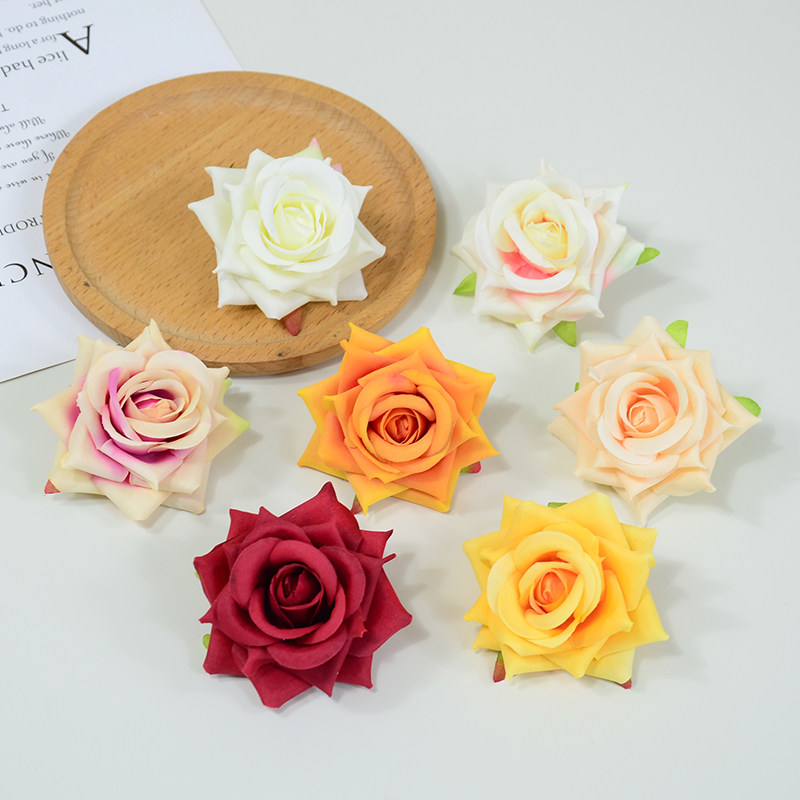 7CM角玫花朵绒布玫瑰网红花墙插花古风汉服头饰旗头制作胸花腕花