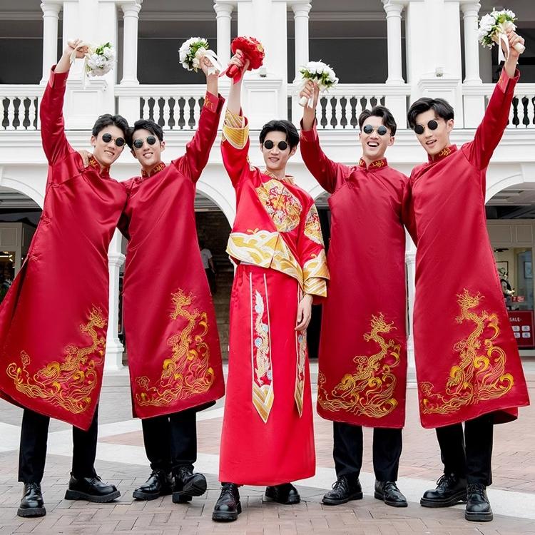 出租伴郎服兄弟装相声服大褂长袍长衫男民国马褂中国风婚礼唐装