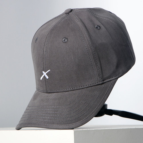 21cm加宽檐硬顶棉X字母刺绣棒球帽帽子男女硬顶有型鸭舌帽加大码