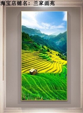堆金叠玉步步高玄关梯田风景画