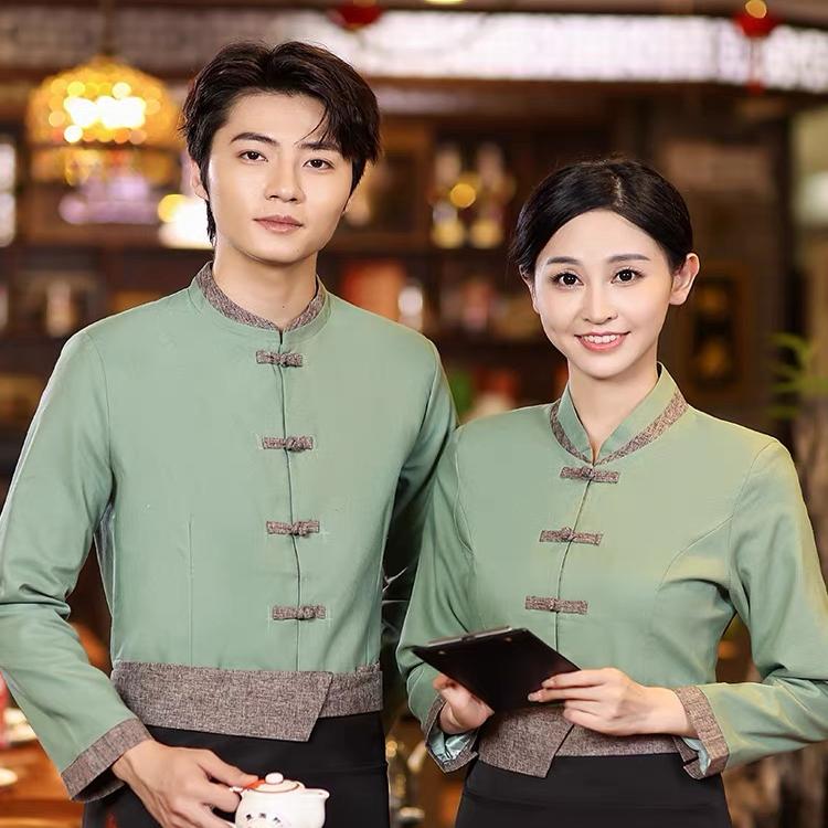 酒店工作服女长袖加棉厚中餐厅餐饮饭店火锅店服务员工作服秋冬装