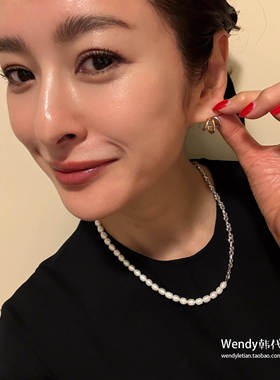 韩国代购S_S.IL 铜镀金拼接淡水珍珠项链 ssil项链