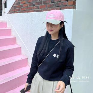 韩国代购正品小众设计师emis 拼接字母刺绣棒球帽拼色