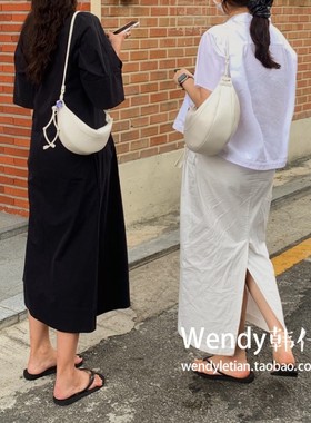 韩国代购小众设计师 archivepke单肩斜挎羊皮包fling饺子包金高银