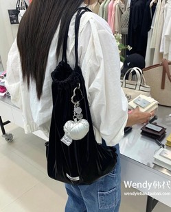 韩国代购 抽绳亮面双肩包云朵包轻便背包babe 小众carlyn