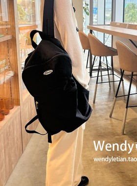 韩国代购小众设计师 emis 大容量尼龙双肩包背包wappen