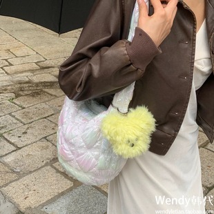 韩国代购 小众设计师carlyn可爱毛绒毛茸包包挂件钥匙扣挂饰Fluffy