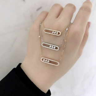 move Messika梅西卡密镶三钻满钻钻石滑动项链锁骨链baby 正品 代购